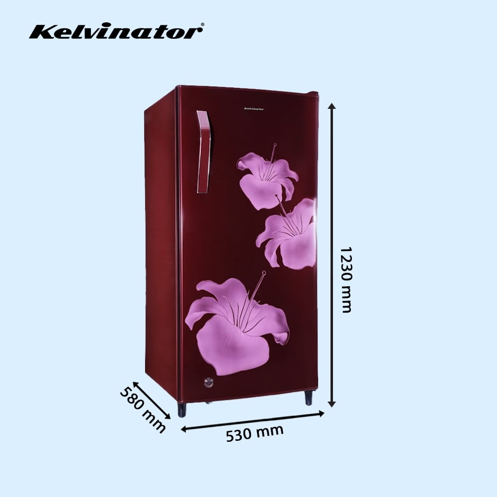 Unbox Kelvinator 190 litres Single Door Refrigerator, Maroon Red KRD-A210MRP - Image 9