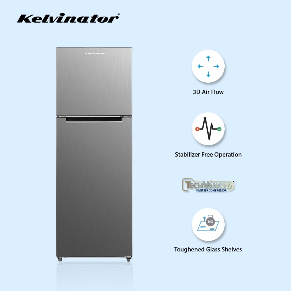 Unbox Kelvinator 350 litres Double Door Refrigerators, Hairline Silver KRF-A370HSV - Image 4