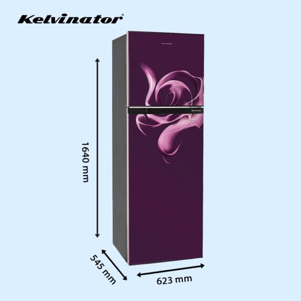 Unbox Kelvinator 272 litres 3 Star Double Door Refrigerator, Purple Red KRF-B290PRV - Image 9