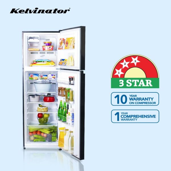 Unbox Kelvinator 272 litres 3 Star Double Door Refrigerator, Purple Red KRF-B290PRV - Image 11
