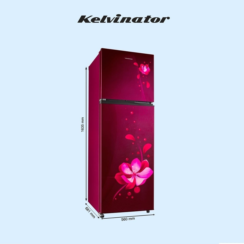 Unbox Kelvinator 275 Litre 2 Star Double Door Convertible Refrigerator, Mangolia Maroon Floral, KRF-G280RBVMMZ - Image 2