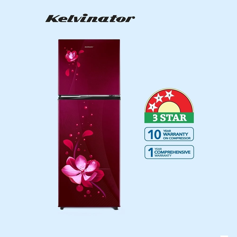 Unbox Kelvinator 275 Litre 2 Star Double Door Convertible Refrigerator, Mangolia Maroon Floral, KRF-G280RBVMMZ - Image 3