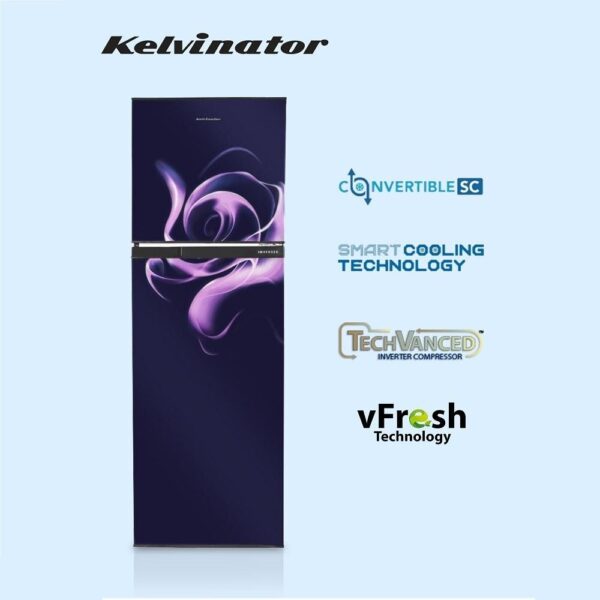 Unbox Kelvinator 307 Litre 3 Star Double Door Convertible Refrigerator, Mangolia Blue, KRF-G310RCVMBZ - Image 4